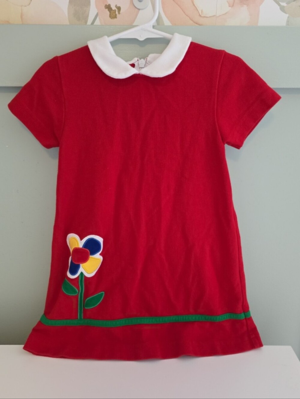 Florence Eiseman size 4 or 4t red floral flower european Peru 100% cotton dress